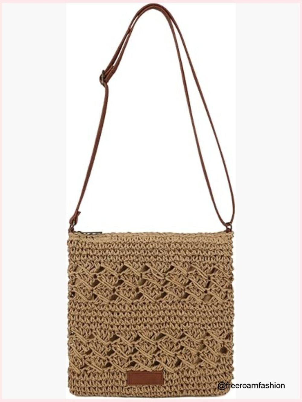 Handwoven Straw Crossbody Bag Crochet Mesh Beach Shoulder Purse Summer Vacation